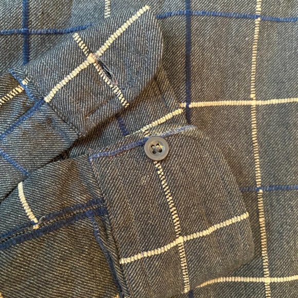 CHAPS Ralph Lauren Grey Flannel Shirt with Yellow & Blue Stripe - Picture 4 of 6